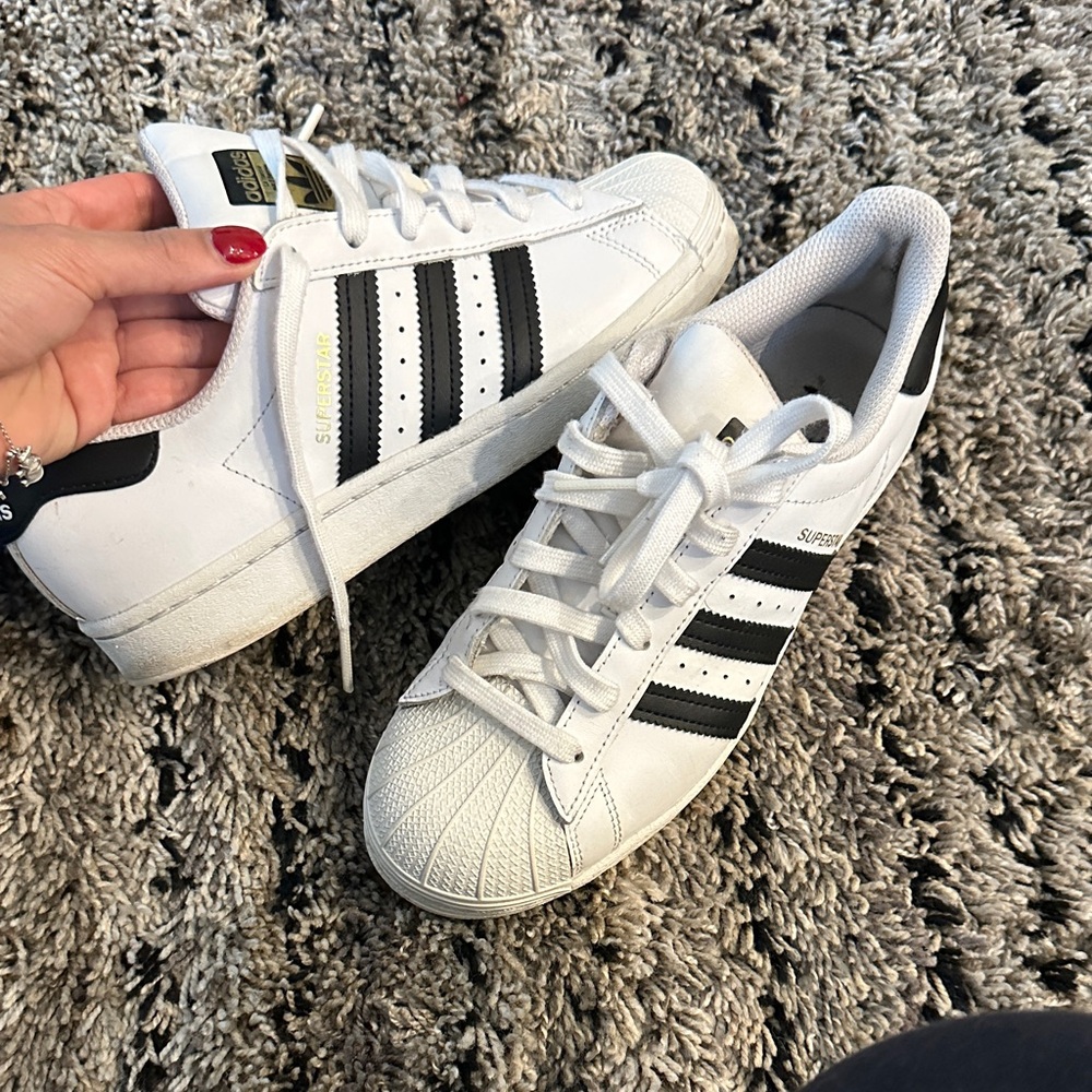 Adidas Superstar White and Black Shoes